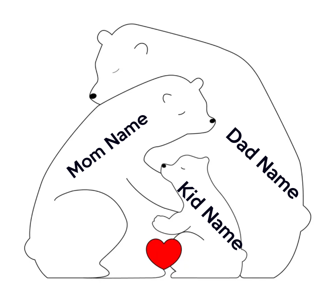 Bear Hug Bunch - Customizable Wood Puzzle