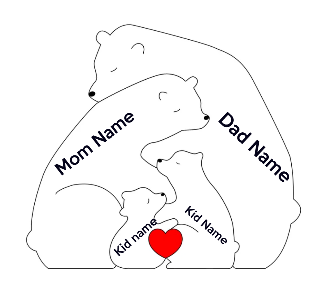 Bear Hug Bunch - Customizable Wood Puzzle