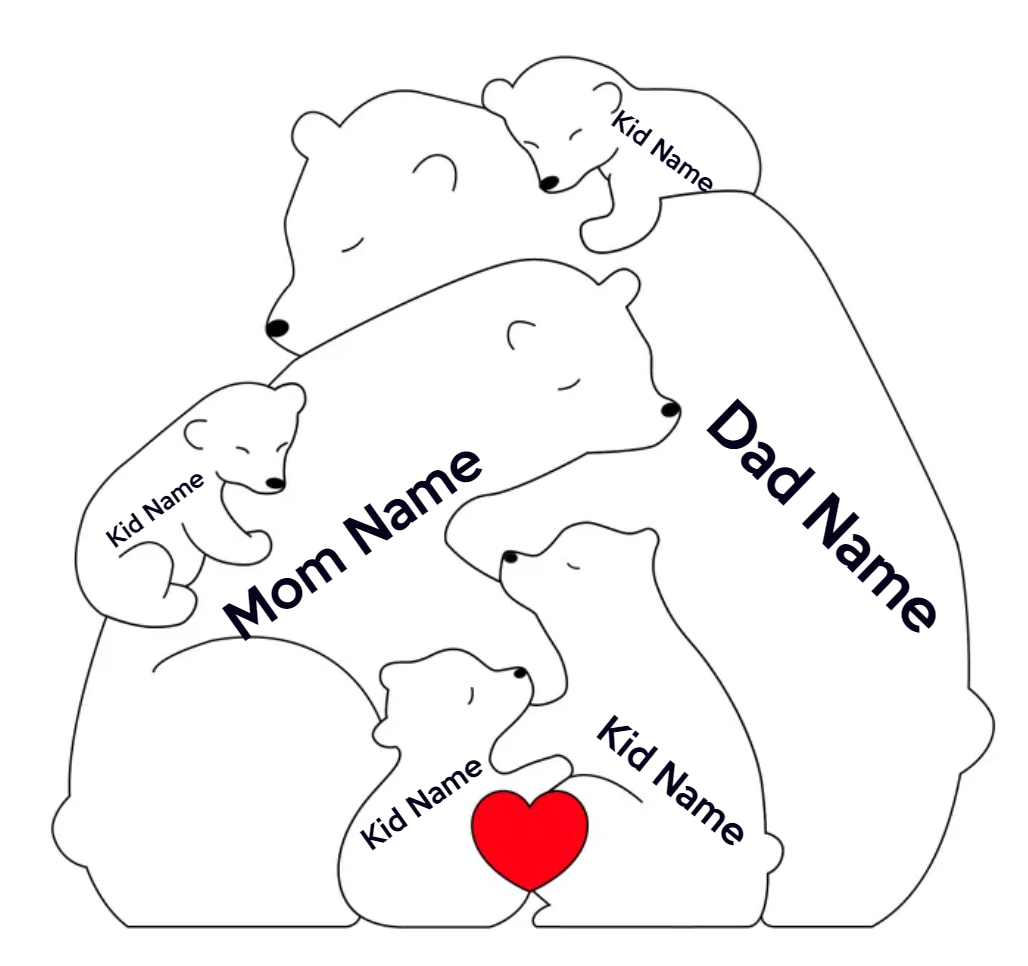 Bear Hug Bunch - Customizable Wood Puzzle