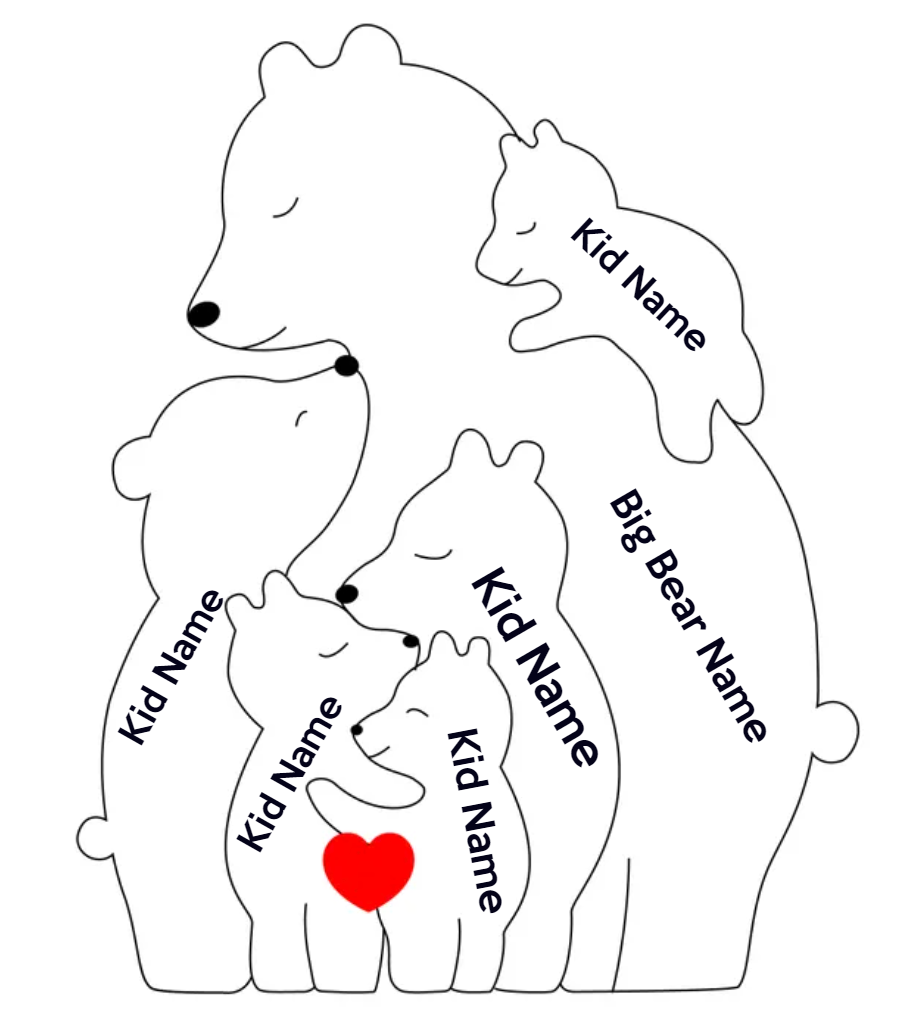 Bear Hug Bunch - Customizable Wood Puzzle