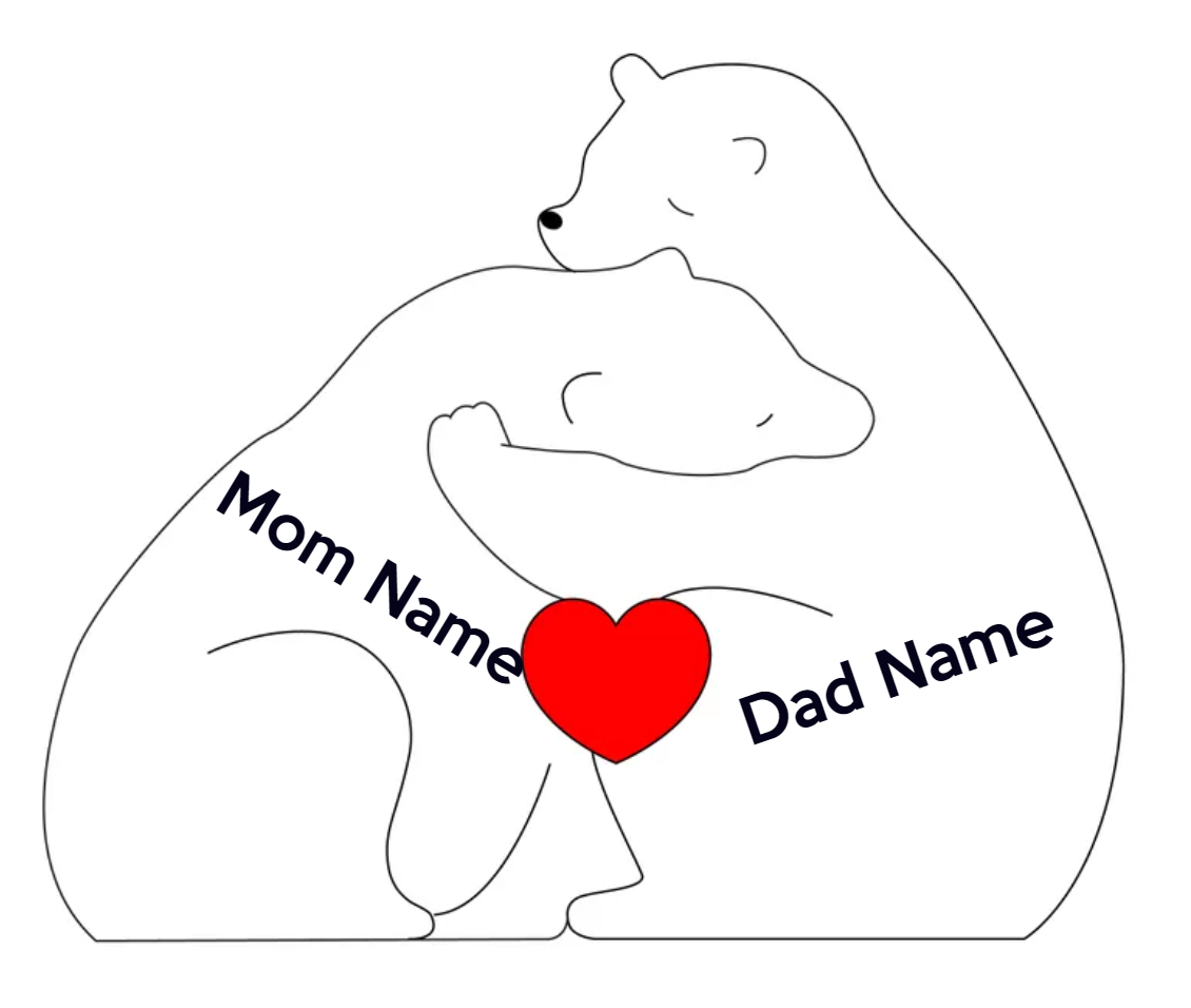 Bear Hug Bunch - Customizable Wood Puzzle