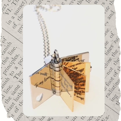 Book Locket Charm Message Necklace