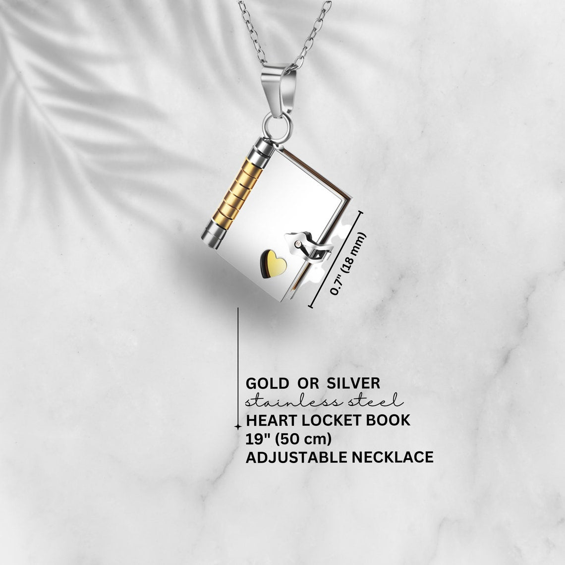 Book Locket Charm Message Necklace