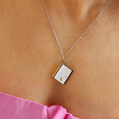 Book Locket Charm Message Necklace
